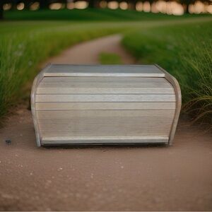 Kamenstein Vintage Wooden Roll Top Bread Box Light Wood Kitchen Counter Storage